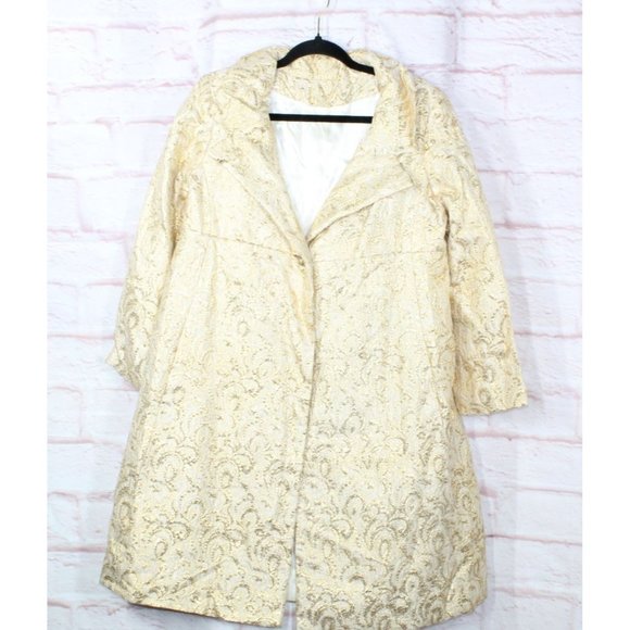 Unbranded Jackets & Blazers - *Vintage Cotton Button Down Lined Embroidered Long Coat Size 10